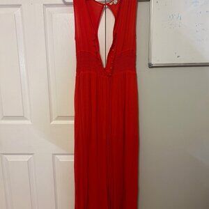 Red Linen Jumpsuit